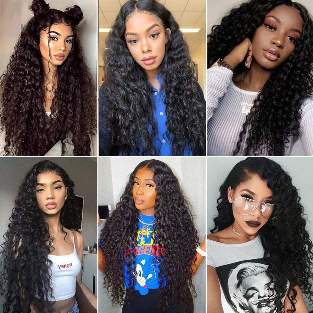 12A Malaysian Water Wave Bundles with Frontal Wet And Wavy Curly Human Hair Weave 3/4 Bundles With HD Transparent Lace Frontal