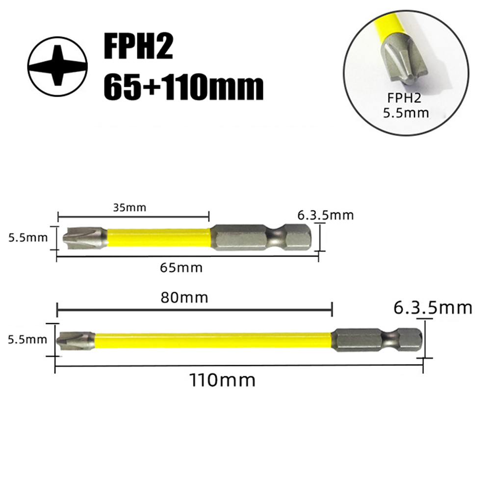 Bit di cacciavite a croce cacciaviti speciali a magnetico magnetico da 65 mm Bit di cacciavite a croce antiscente elettricista FPH2 Accessorio lo strumento di rimozione