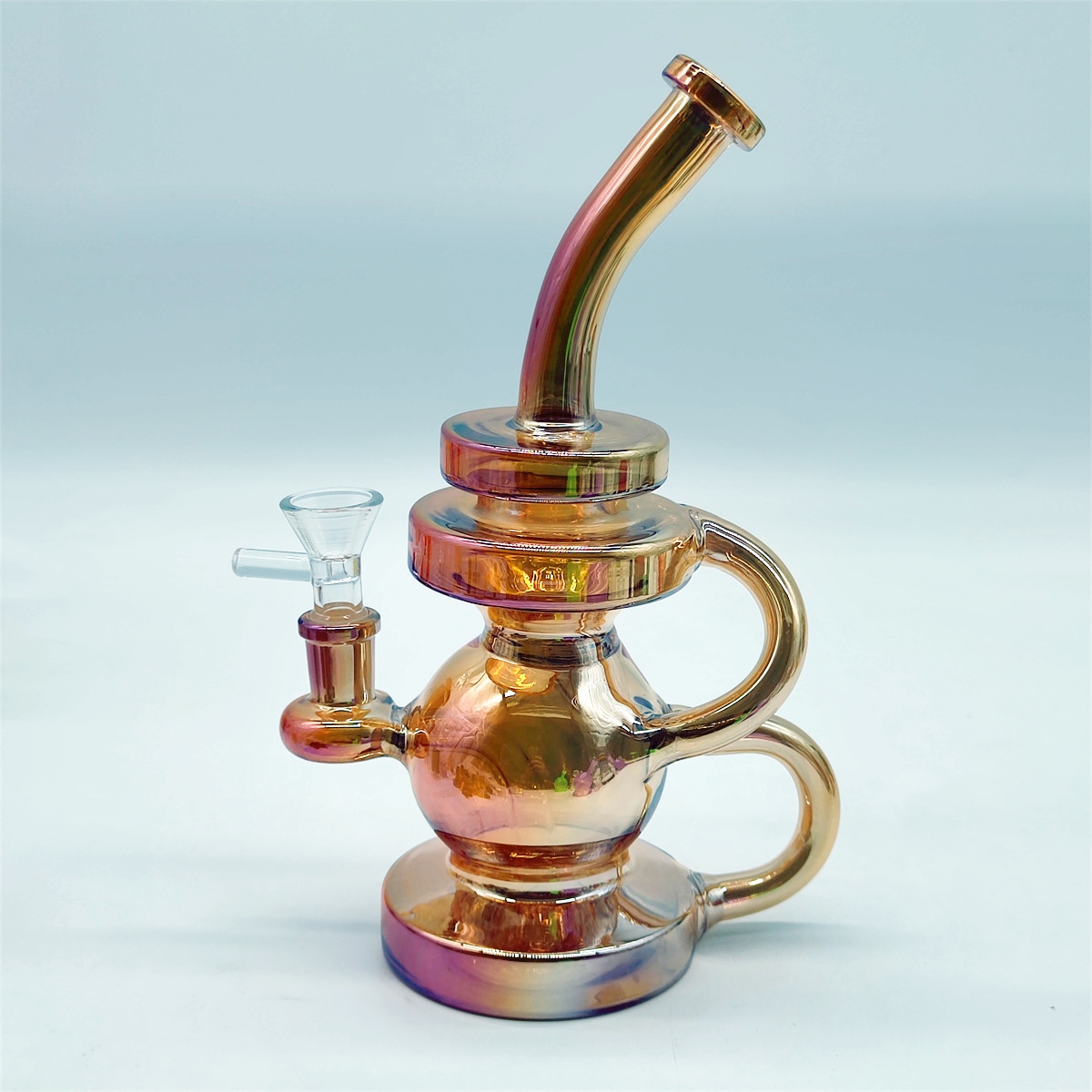 2024 Mehrfarbig getöntes lila Glas 9-Zoll-Glasbongs Wasserpfeife Bong Tabakrauchrohr 14 mm Schüssel Dab Rig Recycler Bubbler-Rohre