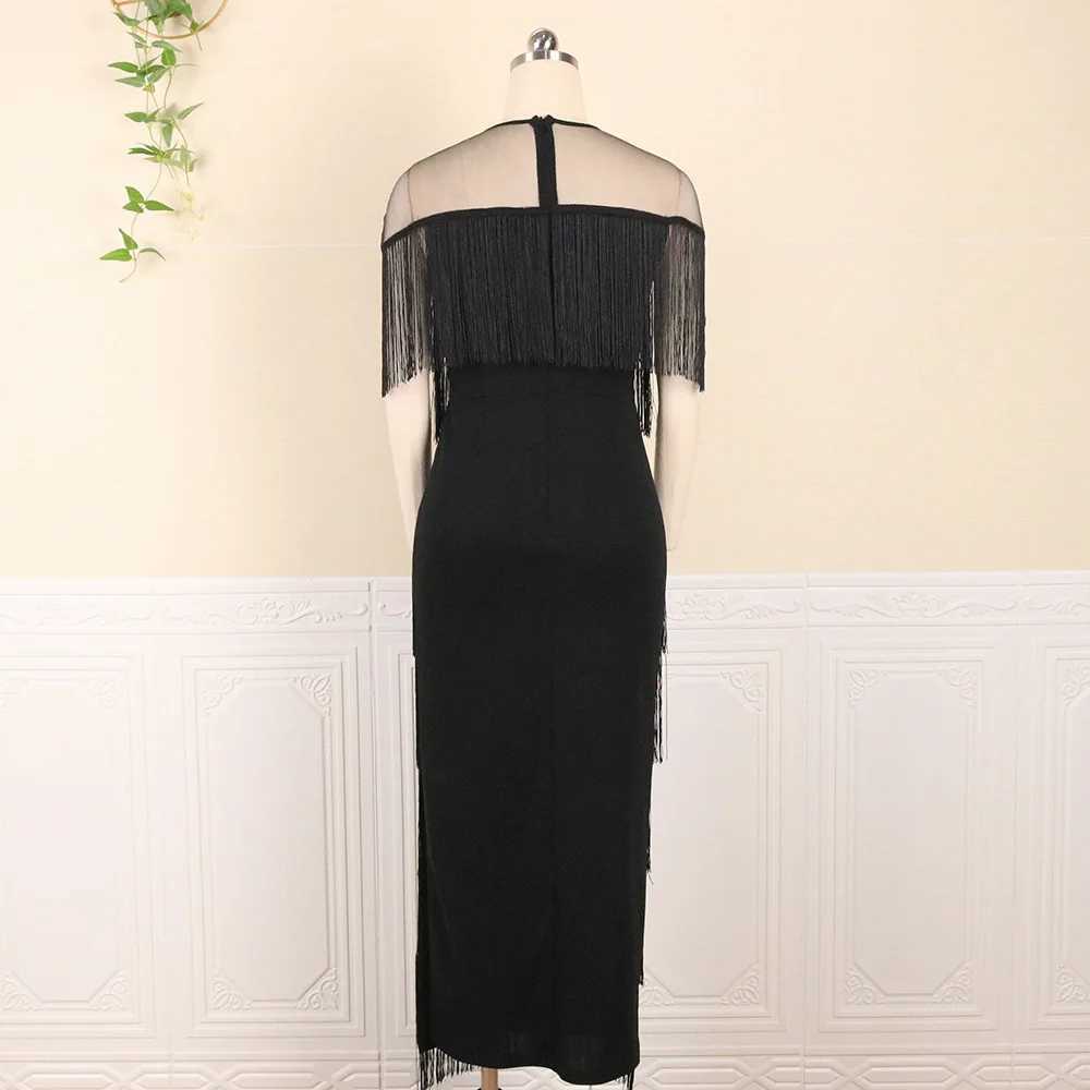 Urban Sexy Dresses Fringed See Through Elegant Dress Sheer Tassel Long Robe Women Casual lyxklänningar 2023 Evening Female One Piece For Prom YQ240330