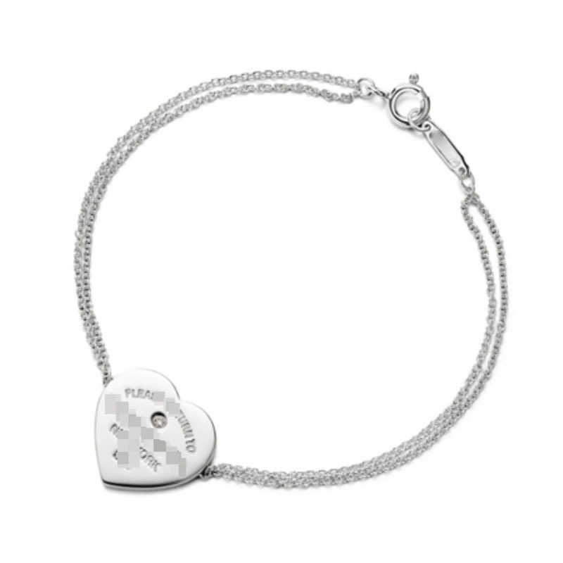 Designer kleine TC 925 sterling zilveren hart diamanten dubbellaagse armband Live Love