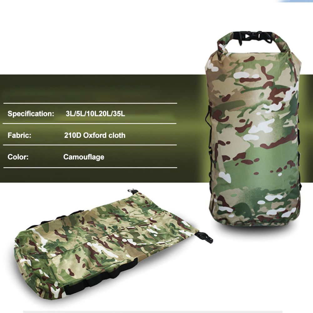 Rafting Dry Bag Camouflage Waterproof Ryggsäck Simning Kayaking River Canoeing Boating Water Dry Bag 3L 5L 10L 20L 35L