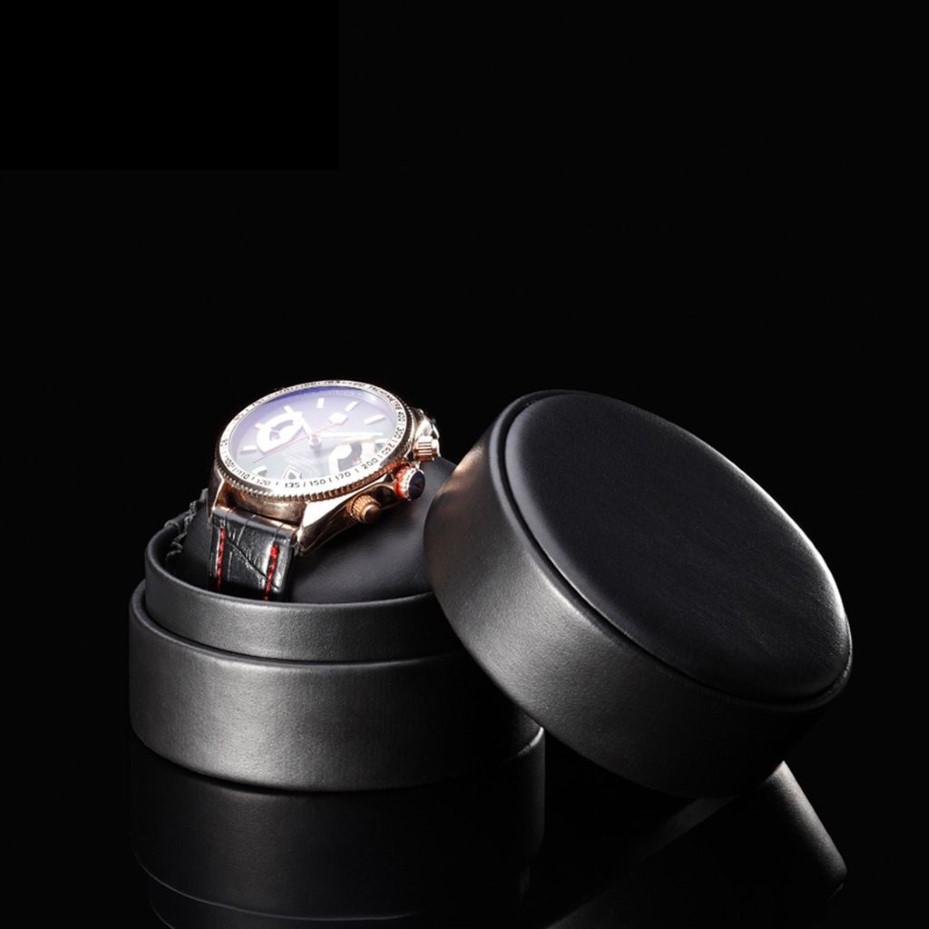 Custodia portaoggetti orologi in pelle nera Custodia singola organizer Nuovo orologio a rotolo di marca Gift246V