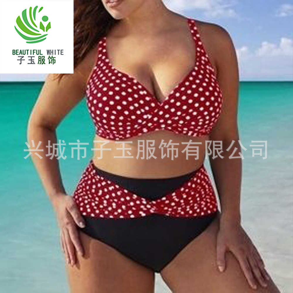 Maillot de bain bikini imprimé à pois pour femme, grand bikini fendu