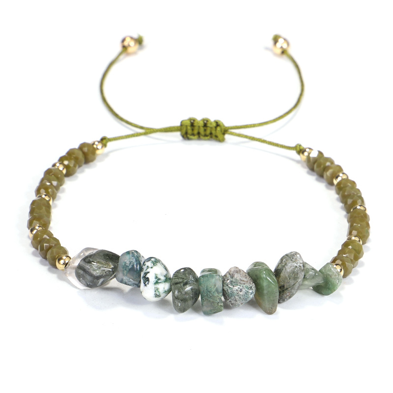 Boho Natural Gem Stone Bracelet غير منتظم Crystal Chip حبات نسج أساور أساور الكوارتز الشاطئ للنساء