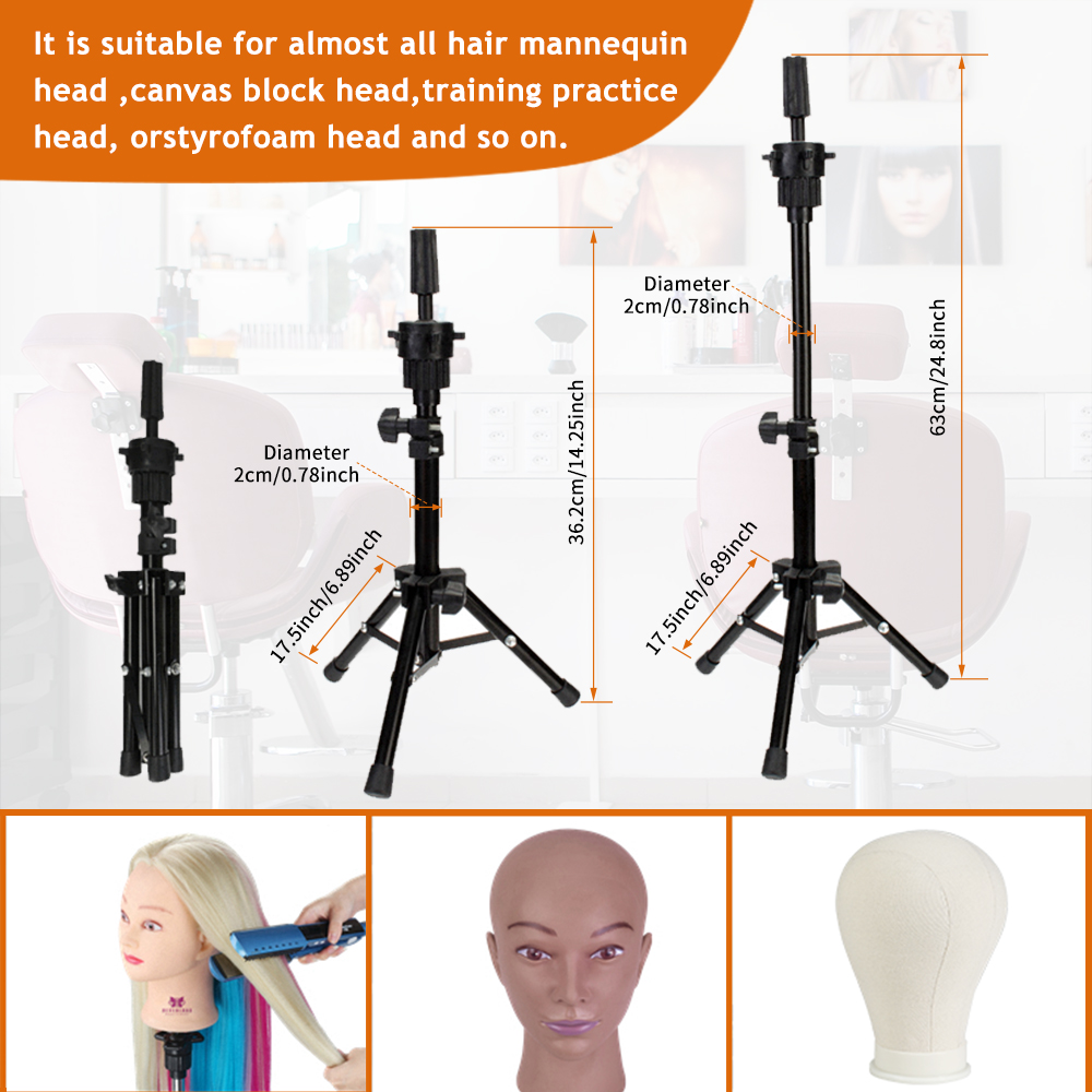 Eğitim Manken Kafası 23 inç Tuval Blok Kafa Peruk Standlar Ekran Styling Mankerin Manikin Baş Tripod Peruk Standı Başlı