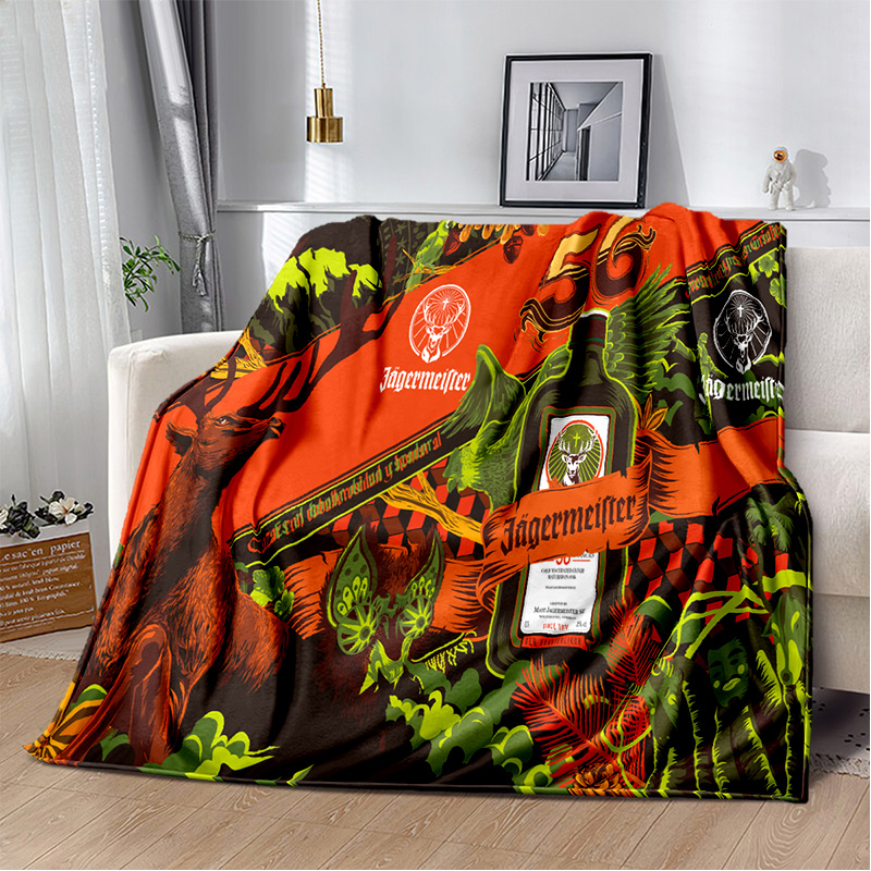 3D tedesco jaegermeister logo liquour coperta di alci, coperta a tiro morbido la casa di divano da letto da letto picnic copertura ufficio coperta ufficio