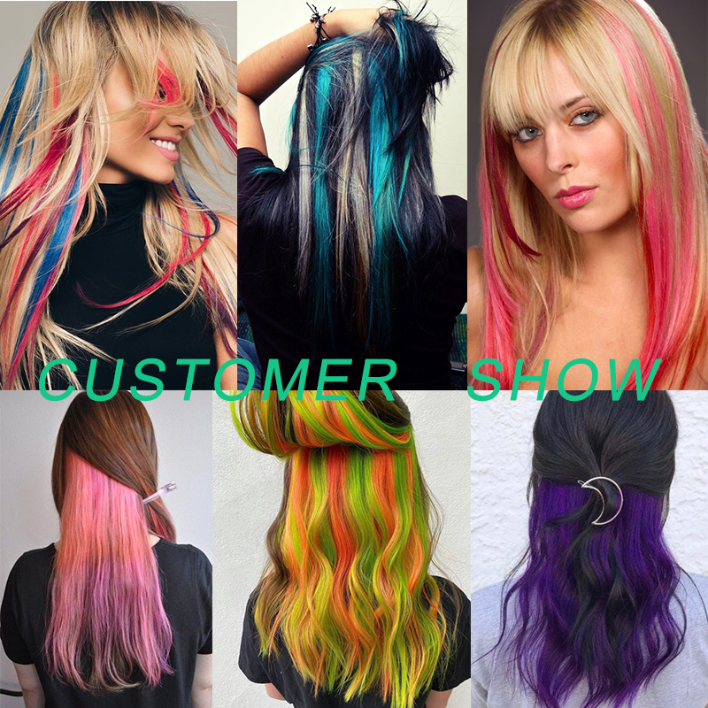 Synthétique 5packs 10 clips en extensions de cheveux longs longs 22 pouces arc-en-ciel Clip coloré en faussesiles pour femmes 