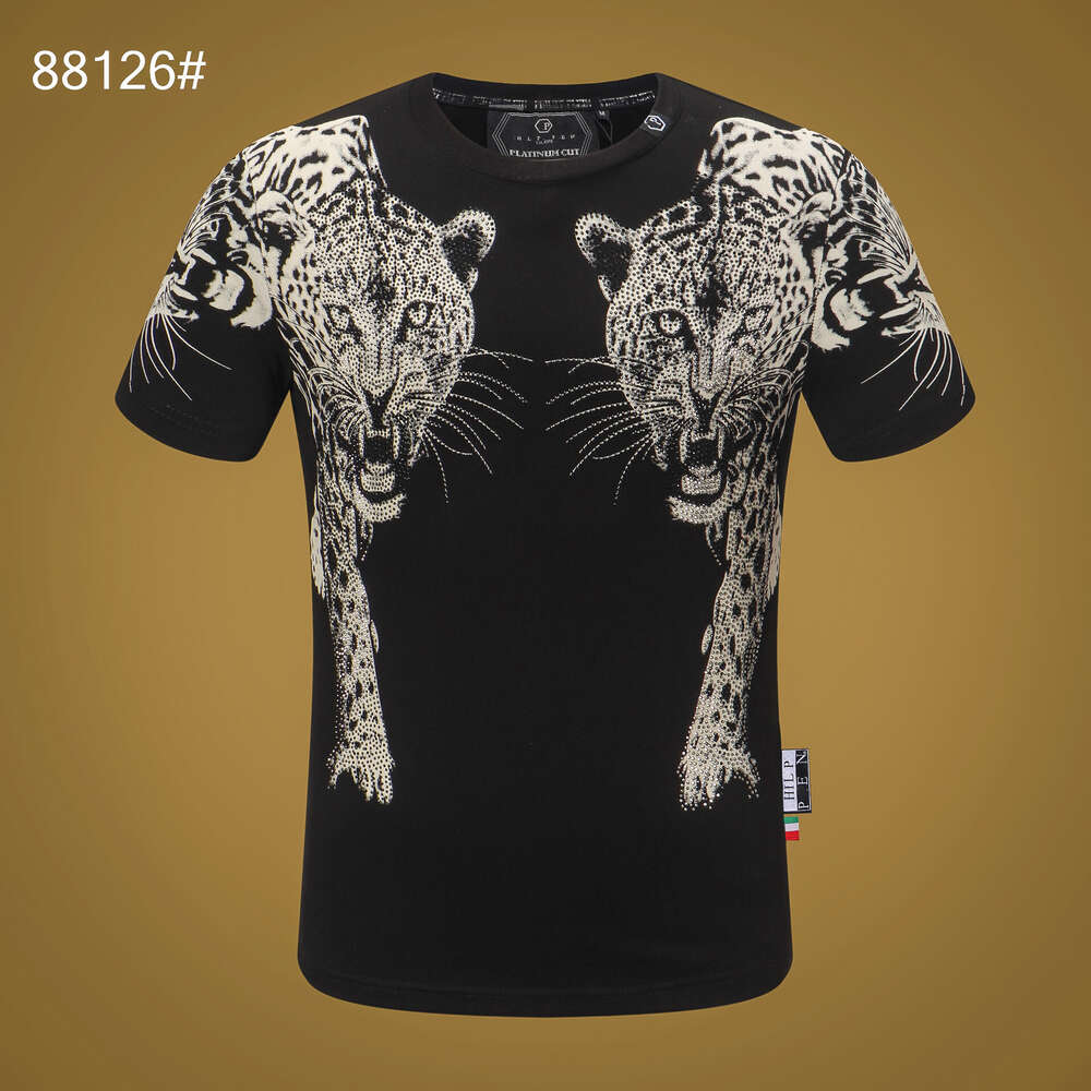 Projektant T-shirty Philippe Plains Summer Modna moda Nowy produkt Men Diamond Double Tiger Head Spersonalizowany fajny fit krótkie t-shirt pp męskie odzież 16