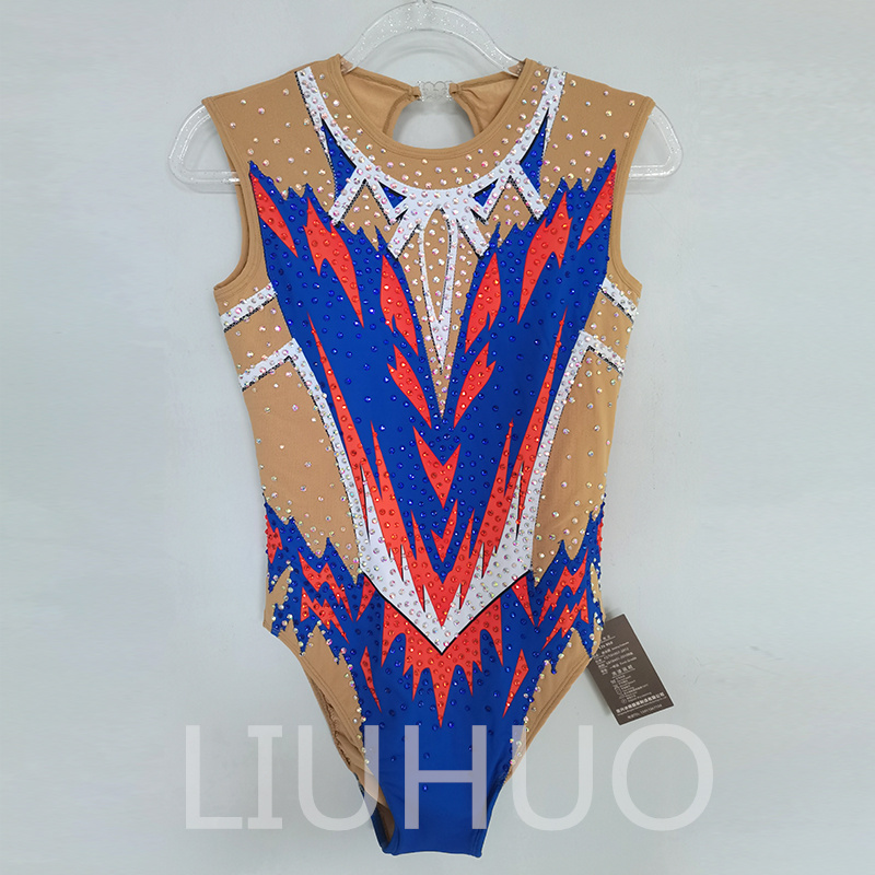 Liuhuo dostosuj kolory zsynchronizowane garnitury pływackie dziewczęta Kobiety Jakość kryształów Kryształów Wyciąga Rhinestones Drużyna pływania Wydajność Blue BD1764