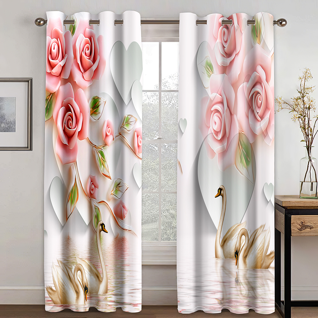 Novas cortinas de flores rosa cortina reilef 3D Europeu bela flor impressão cortina de banheiro