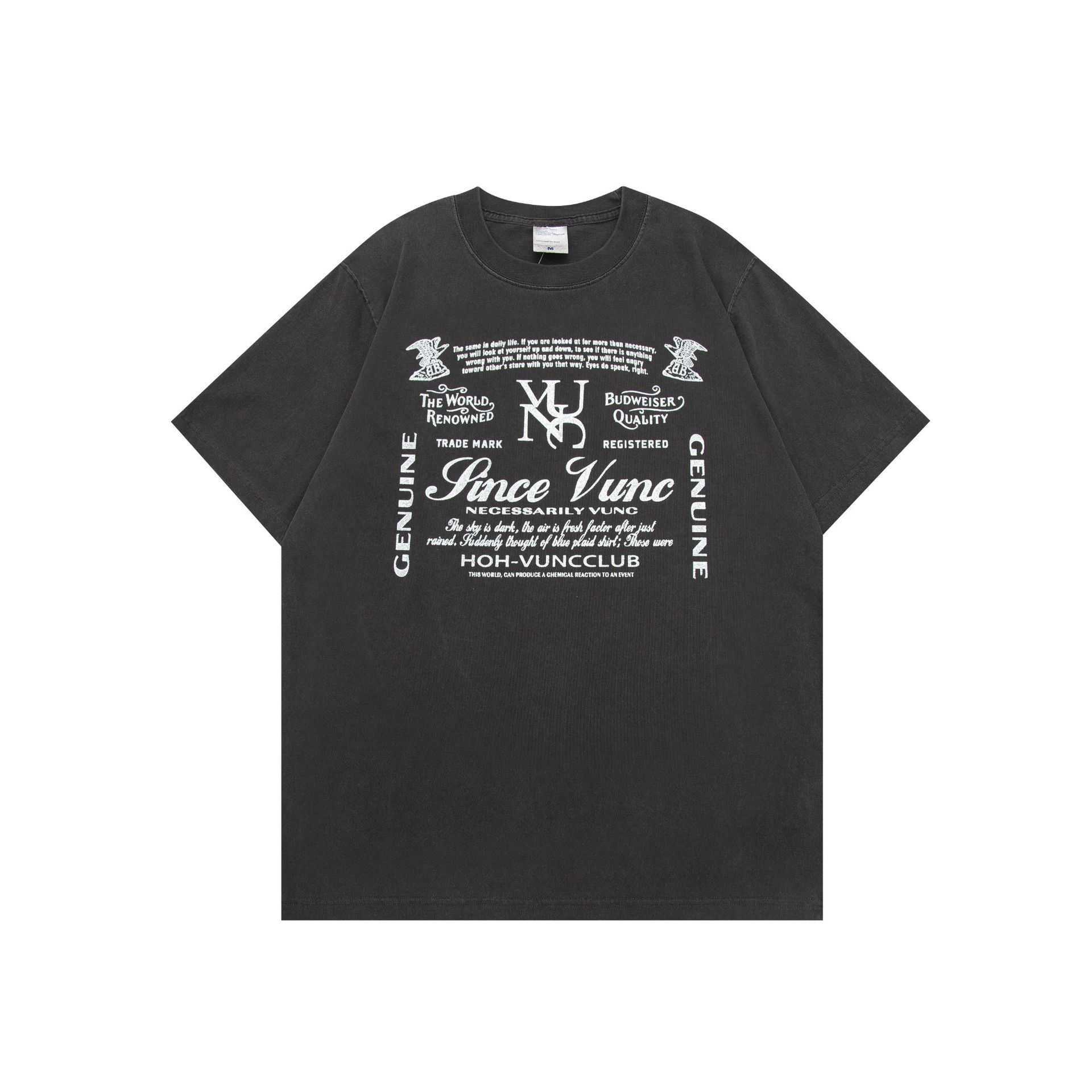 Lavagem 270g desgastada manga curta ombro solto americano high street camiseta marca de moda roupa masculina