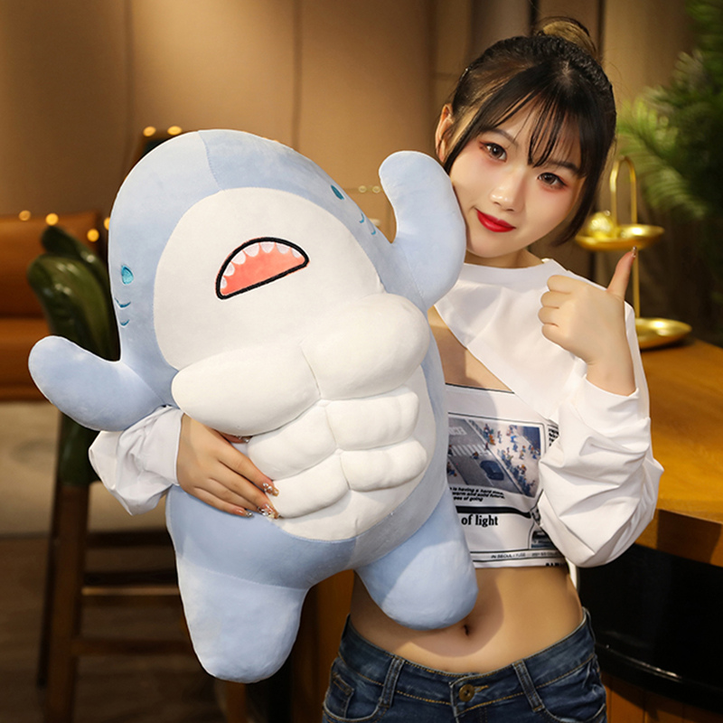 45 à 60 cm kawaii muscle drôle shark peluche jouet hug oreiller en peluche en peluche de requin en peluche poupée pour garçons fille