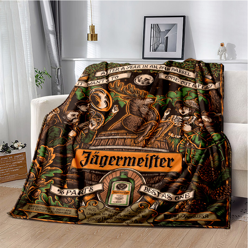 3D tedesco jaegermeister logo liquour coperta di alci, coperta a tiro morbido la casa di divano da letto da letto picnic copertura ufficio coperta ufficio