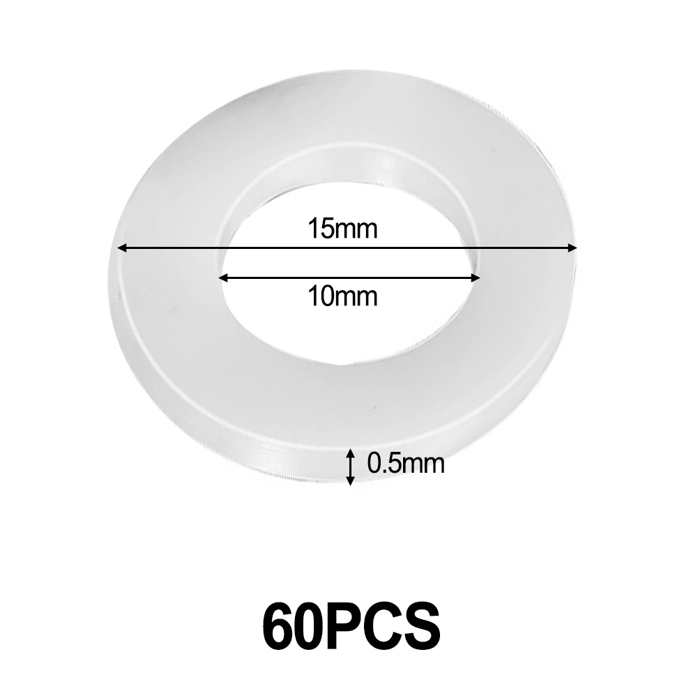 Wear resistant plastic rings for door hinges white color 10mm inner 15mm outer 0 5mm and 1 2mm height