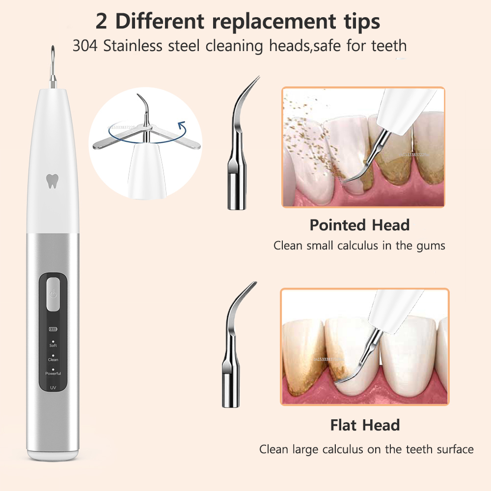 Ultrasonic Dental à l'échelle du nettoyage de dents Élimination de la plaque dentaire sonore Retrason en pierre dentaire pour les dents Calcul tartare