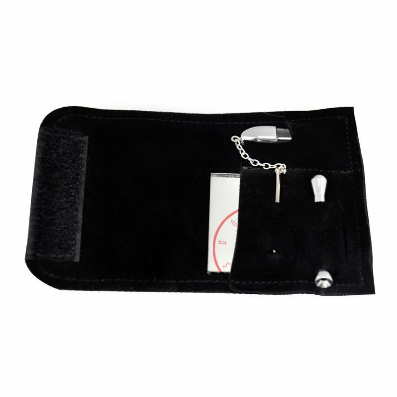 Rauchen Schwarzes Leder Tabakbeutel Tasche Kit Snuff Snorter Sniffer Snuffer Dispenser Case Glasaufbewahrungslöffel Flasche Tragbare Spiegeltasche Zigarettenspitze