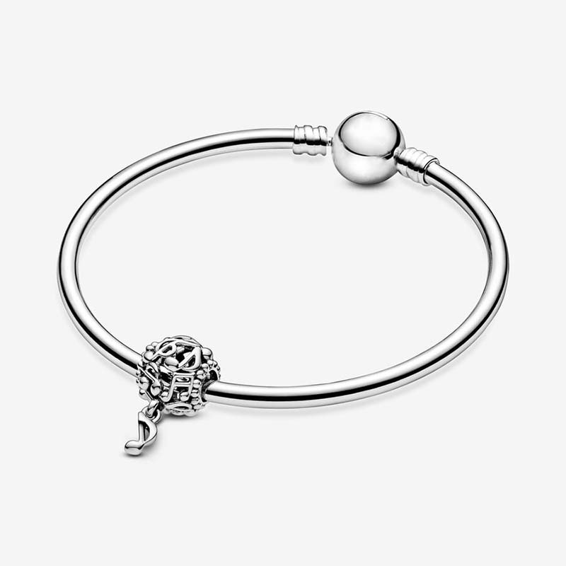 TOP Qualité Notes de musique ajourées Charm Pandoras 925 Sterling Silver Luxury Charm Set Bracelet Making Charms perlés Designer Collier Pendentif Boîte originale