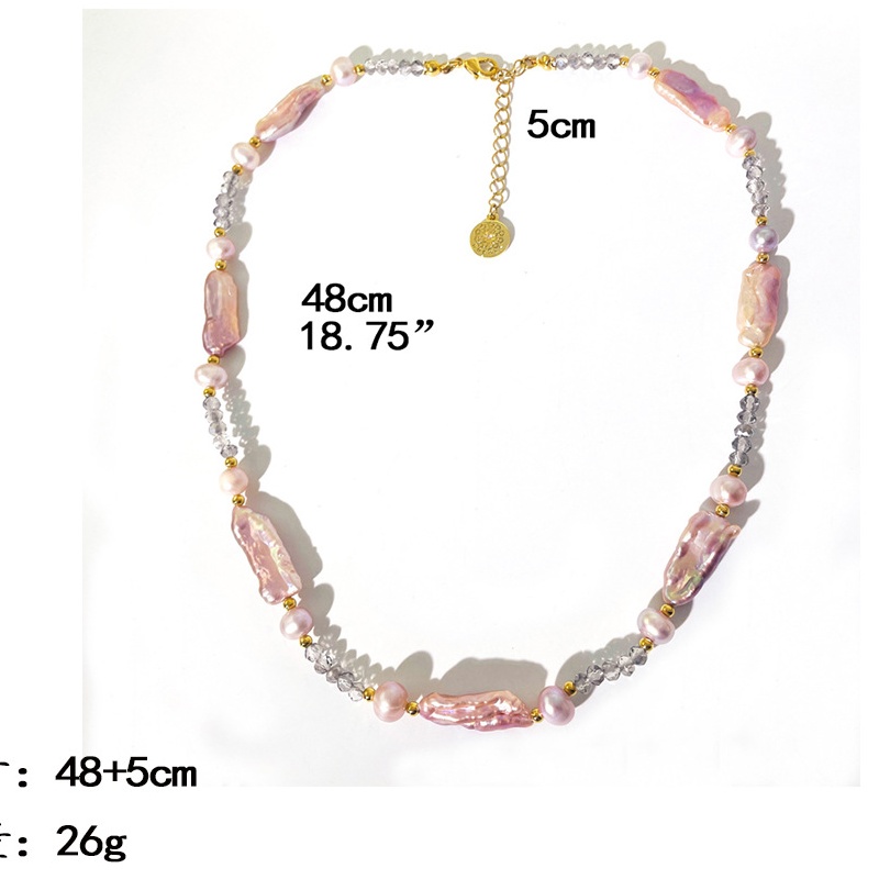 Collana di perle d'acqua dolce naturali collana esagerata le donne collana piatta irregolare barocca rosa con perline di pipa perlina di vetro perlina di metallo regalo di fascia alta catena clavicola