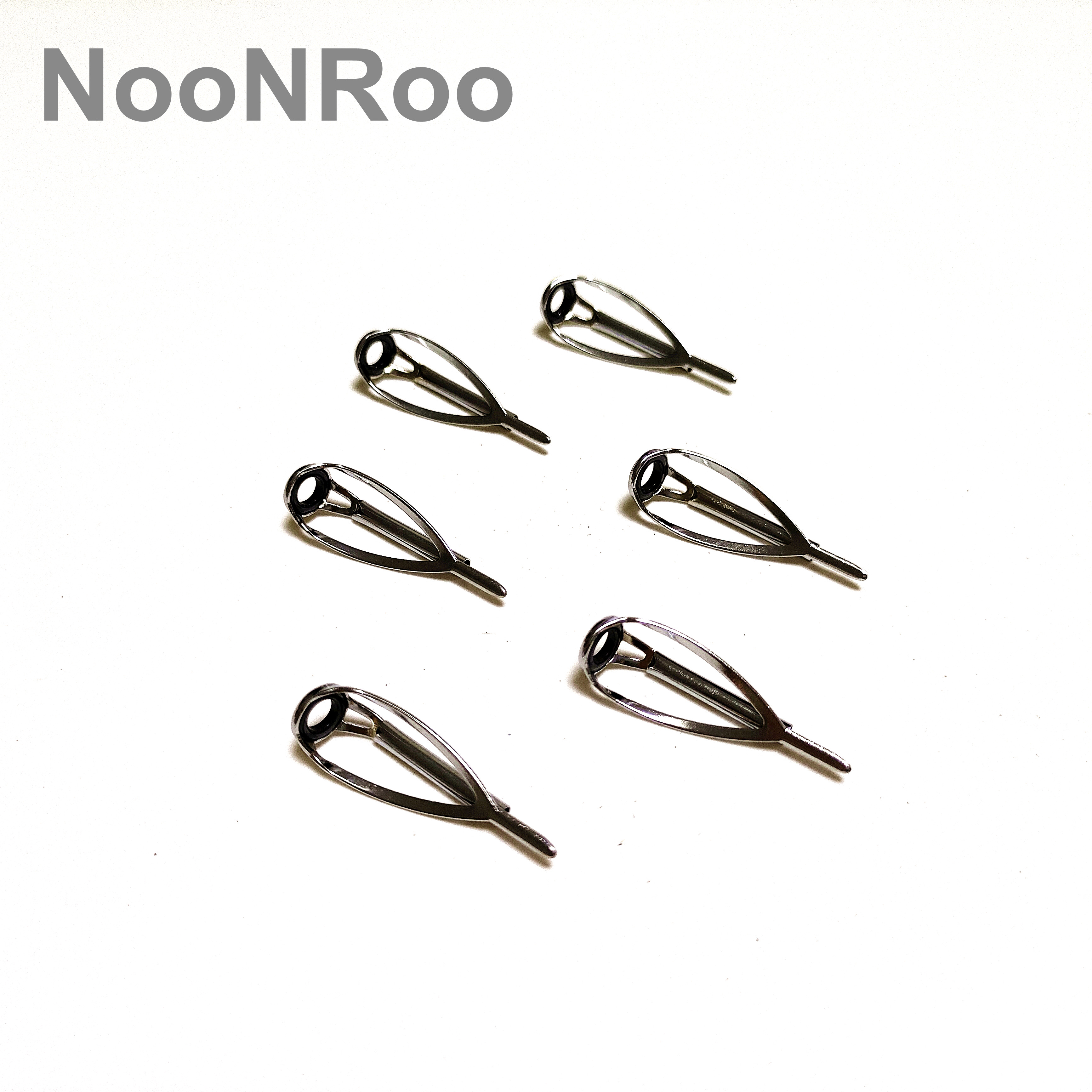 Noonroo-Fishing Rod Guide Tip Top för snurrgjutning, reparation av fiskestång, DIY-stångbyggnad, silver, svart, grå färg, MN #8,