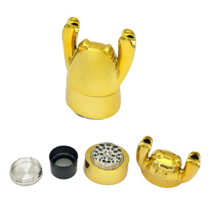 Senaste Gold Pig Style Herb Grinder med Metal Shredder For Smoking Accessories Tobak Spice Crusher Miller Abrader Tool