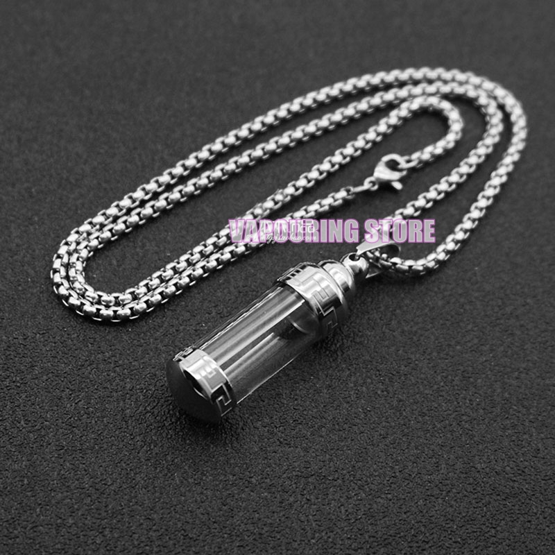 COOL Fumer Pendentif En Acier Inoxydable Conteneur De Stockage Transparent Bouteille De Tabatière Pilule Épice Miller Herb Tabac Cas Pilule Stash Boîte Collier Porte-Cigarette DHL