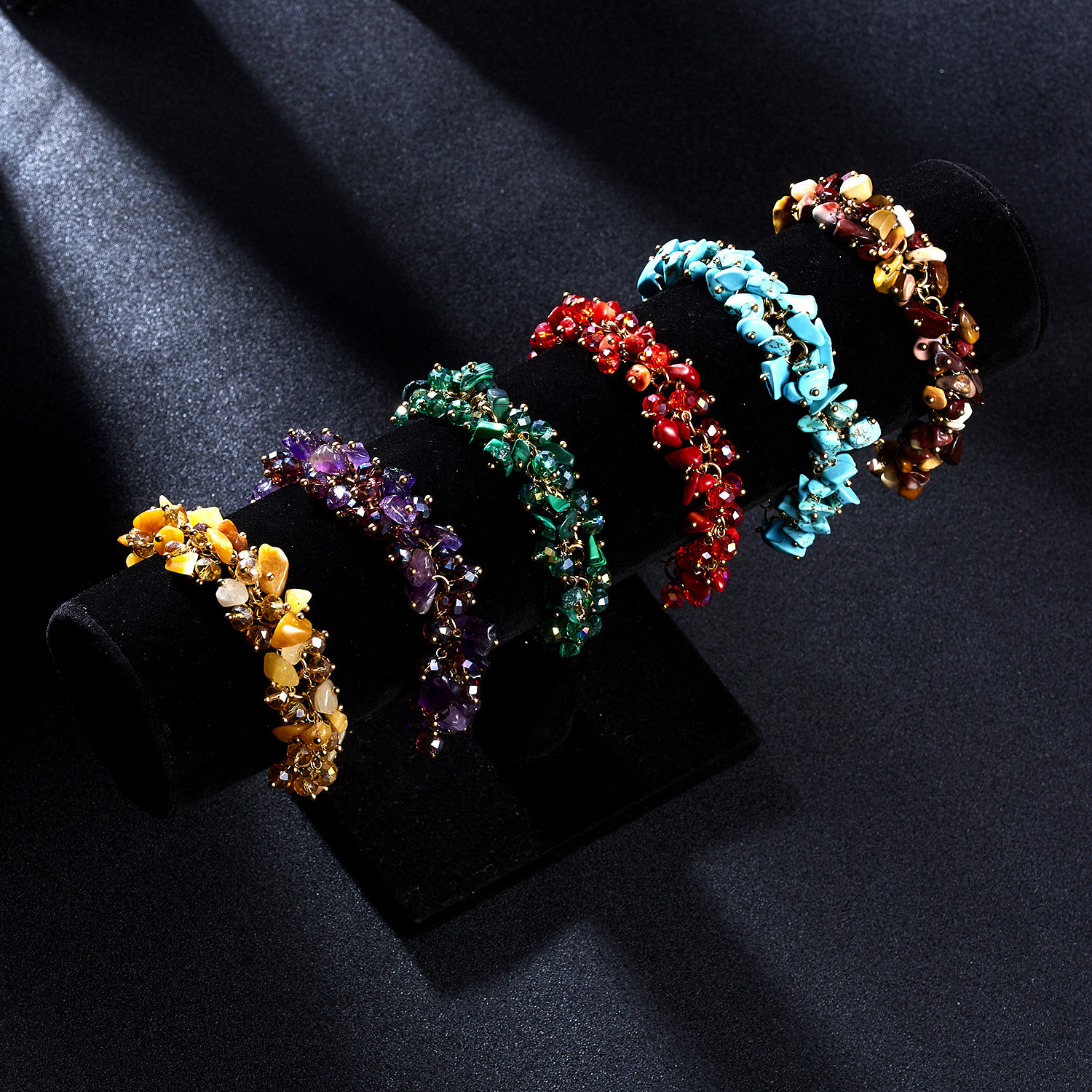 Pulseras de piedra triturada Natural irregulares de moda bohemia para mujer, cadena de cristal, pulsera hecha a mano, regalo de novia princesa