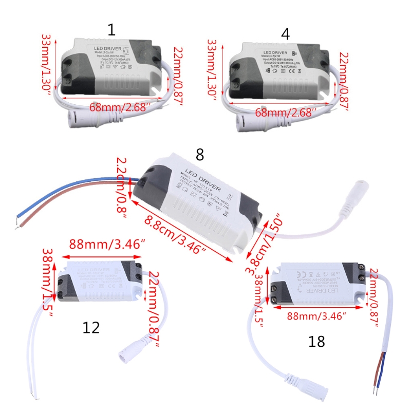 Driver LED 4-7/8-12/12-18/18-25W Fonte de alimentação de tira de LED de LED