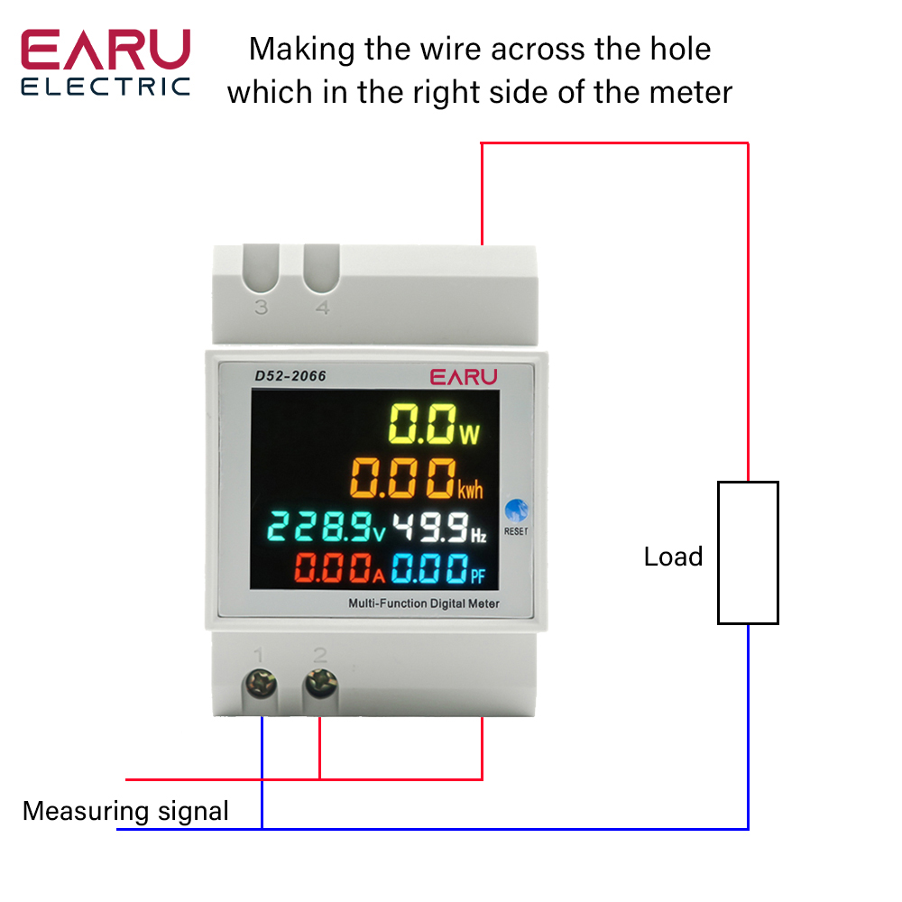 DIN RAIL Digital Voltmeter Current Power Wattmeter Electric Energy KWH Meter Frekvens Volt AMP Monitor AC 220V 110V 380V 100A