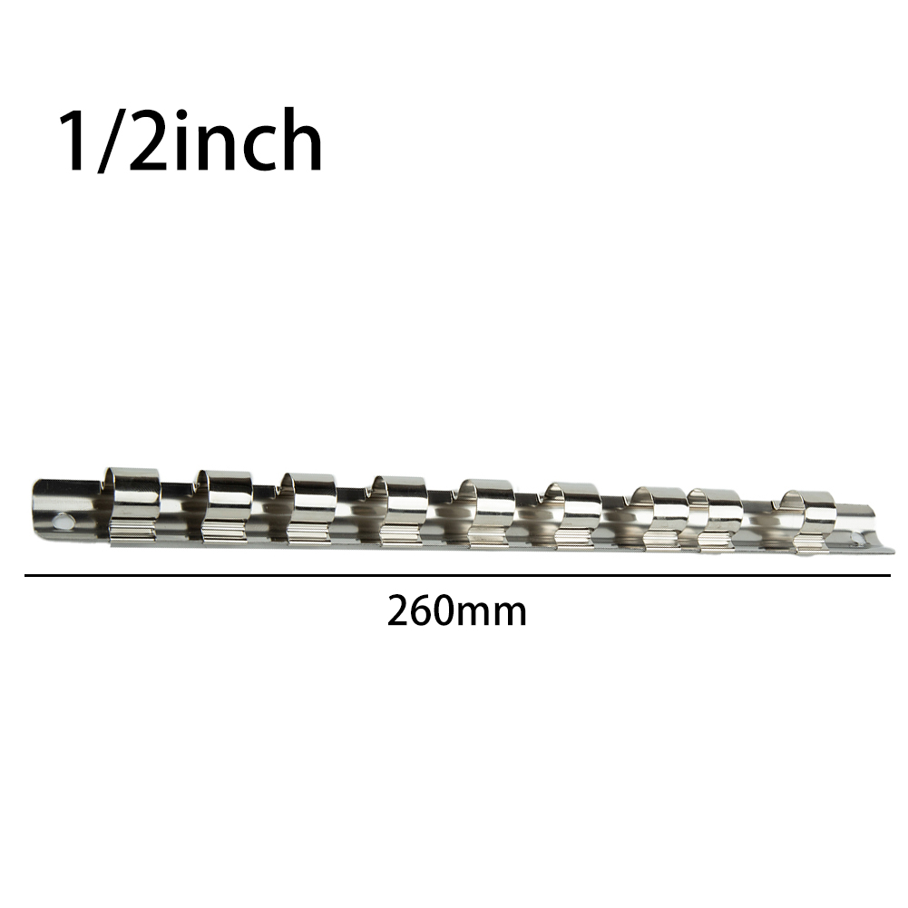 Socket Rack Holder 1/4 3/8 1/2inch With 8 Clips On Rail Tool Organizer Storage Socket Storage Rack For Storing Loose Sockets