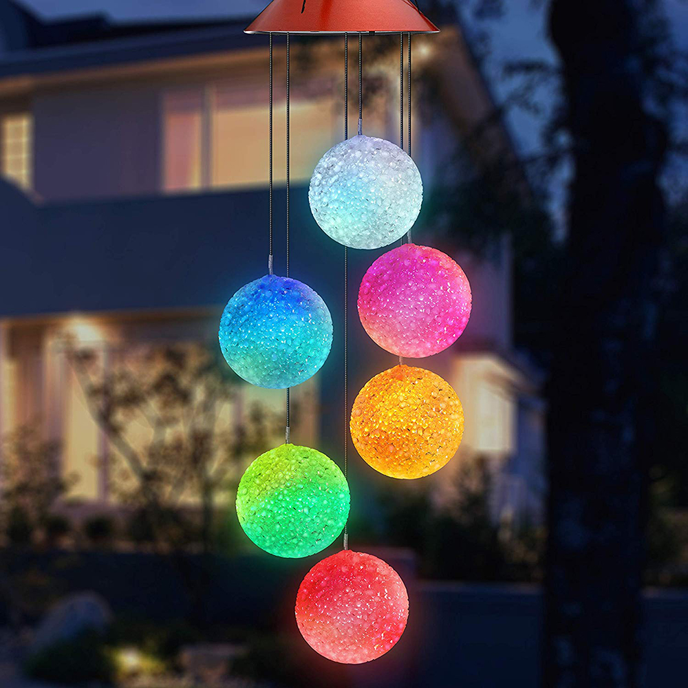 Portable Color Changing Spiral Spinner Household Solar Powered LED Wind Chime, Windchime Outdoor Decorative Windbell Light