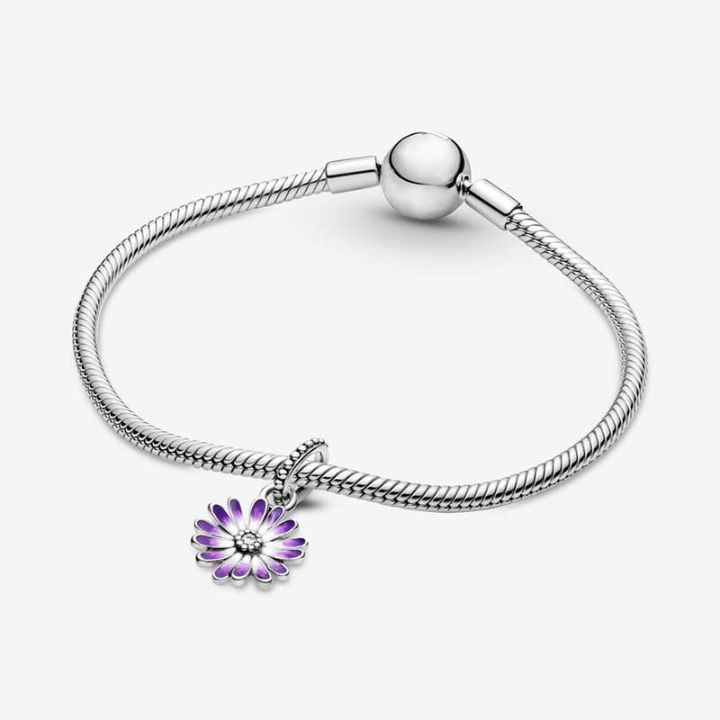 Rosa Gänseblümchen-Blumen-Anhänger, Pandoras 925 Sterling Silber, Luxus-Charm-Set, Armbandherstellung, Roségold-Charms, Designer-Halskettenanhänger, Originalverpackung, TOP-Qualität