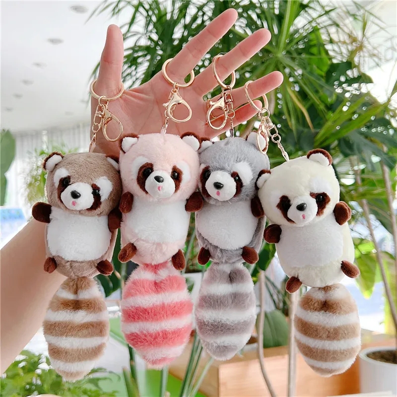 2024 Hot Sale Wholesale Raccoon Plush Pendant Soft Key chain Boys And Girls Bag Accessories Doll Machine Doll Birthday Gift Plush Toy