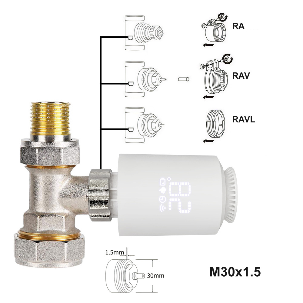 Tuya Zigbee3.0 Smart TRV Radiateur Actuateur Valve Thermostatic Radiator Valve Températeur de température Alexa Google Home