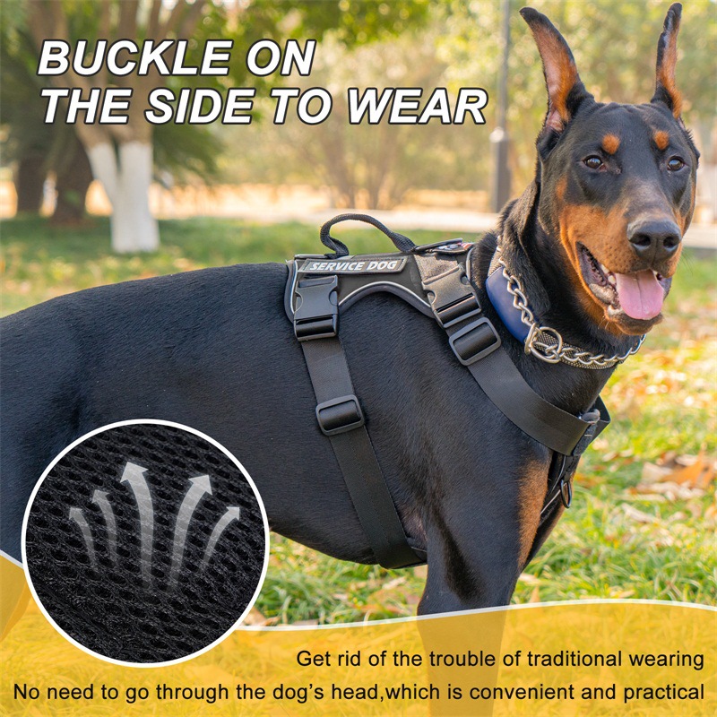 Dog Harness Reflective Dog Vest Harness Adjustable Soft Oxford Pet Harness Inner Layer Mesh Easy Control of Small Medium Large Dogs