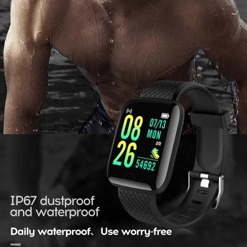 116Plus Smart Watch Mężczyźni Wodoodporne Smartwatch Smartwatch Monitor Monitor Fitness Tracker Sport dla Android iOS