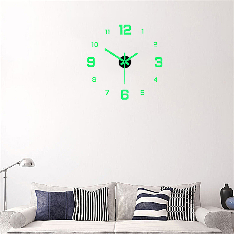 Créative DIY Wall Clock Stickers Simple Luminous Digital Clock Study Study Study Salon Room sans punch Nouveau Design de décoration intérieure