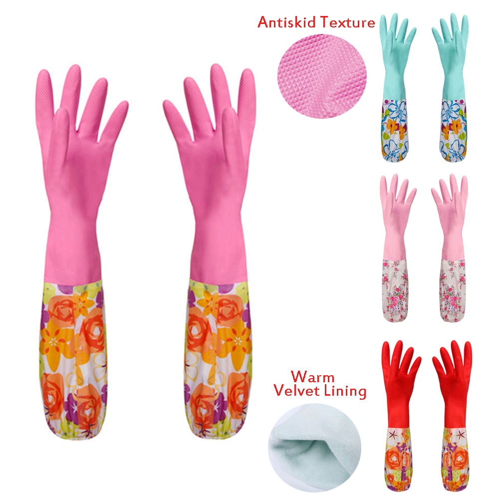 Faroot-guantes de limpieza de piezas, manoplas antideslizantes para limpieza de platos, forro de terciopelo de goma, impermeables para el hogar, 1 unidad
