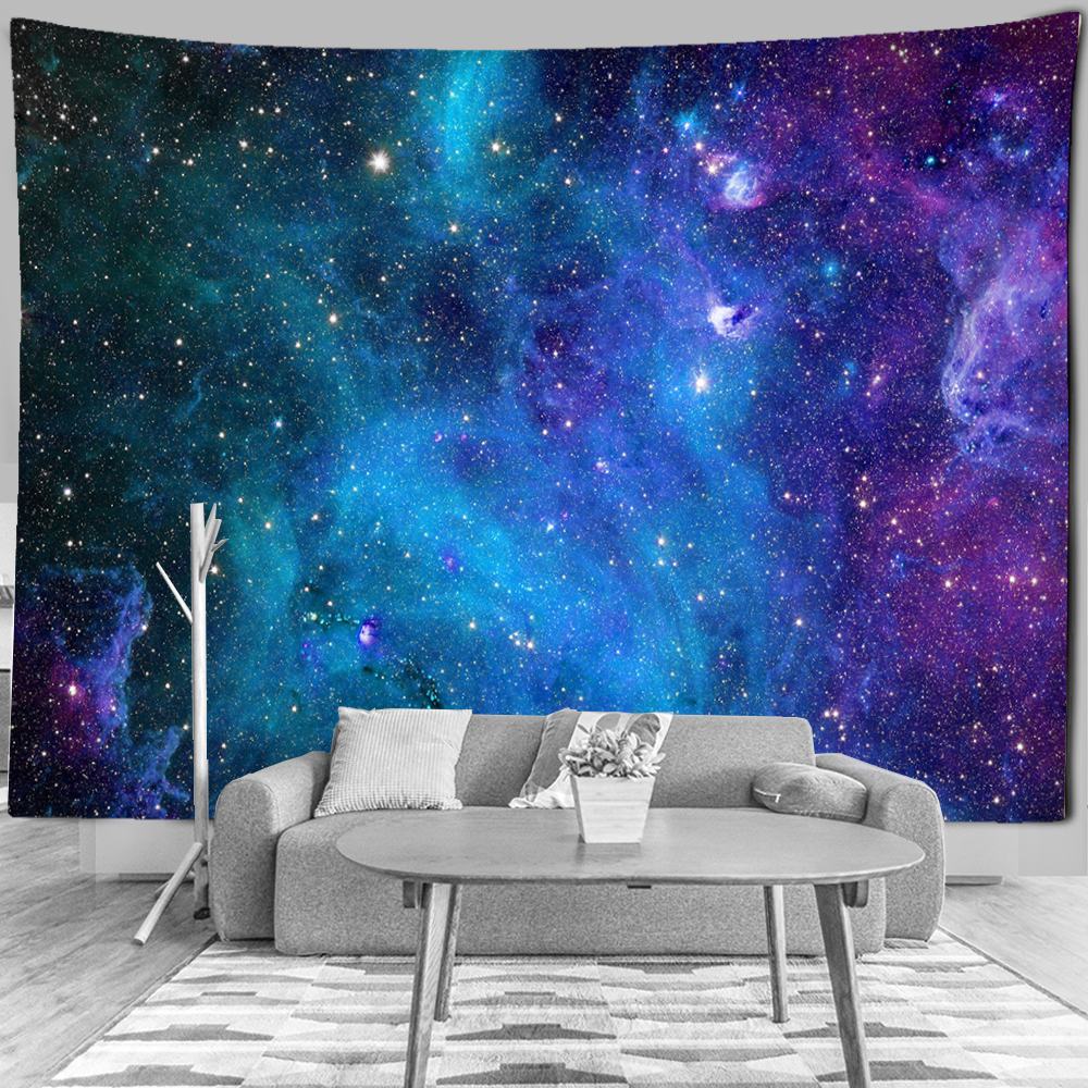 Lahasbja Galaxy Tapestry Blue Starry Sky Tapestry Universe espace tapestries mur suspendu étoiles mystérieuses étoiles pour dortoir