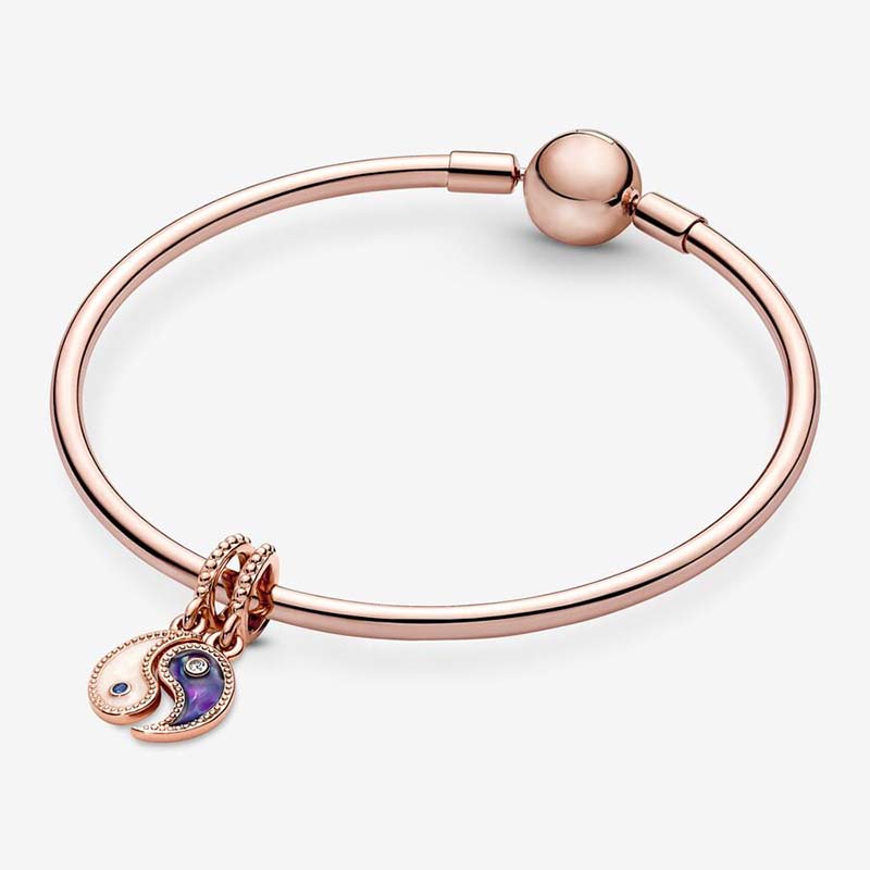 SPLITTABLE YIN YANG glittrande dingrle charm Pandoras 925 Sterling Silver Luxury Charm Set Armband Making Rose Gold Charms Designer Necklace Pendant Original Box