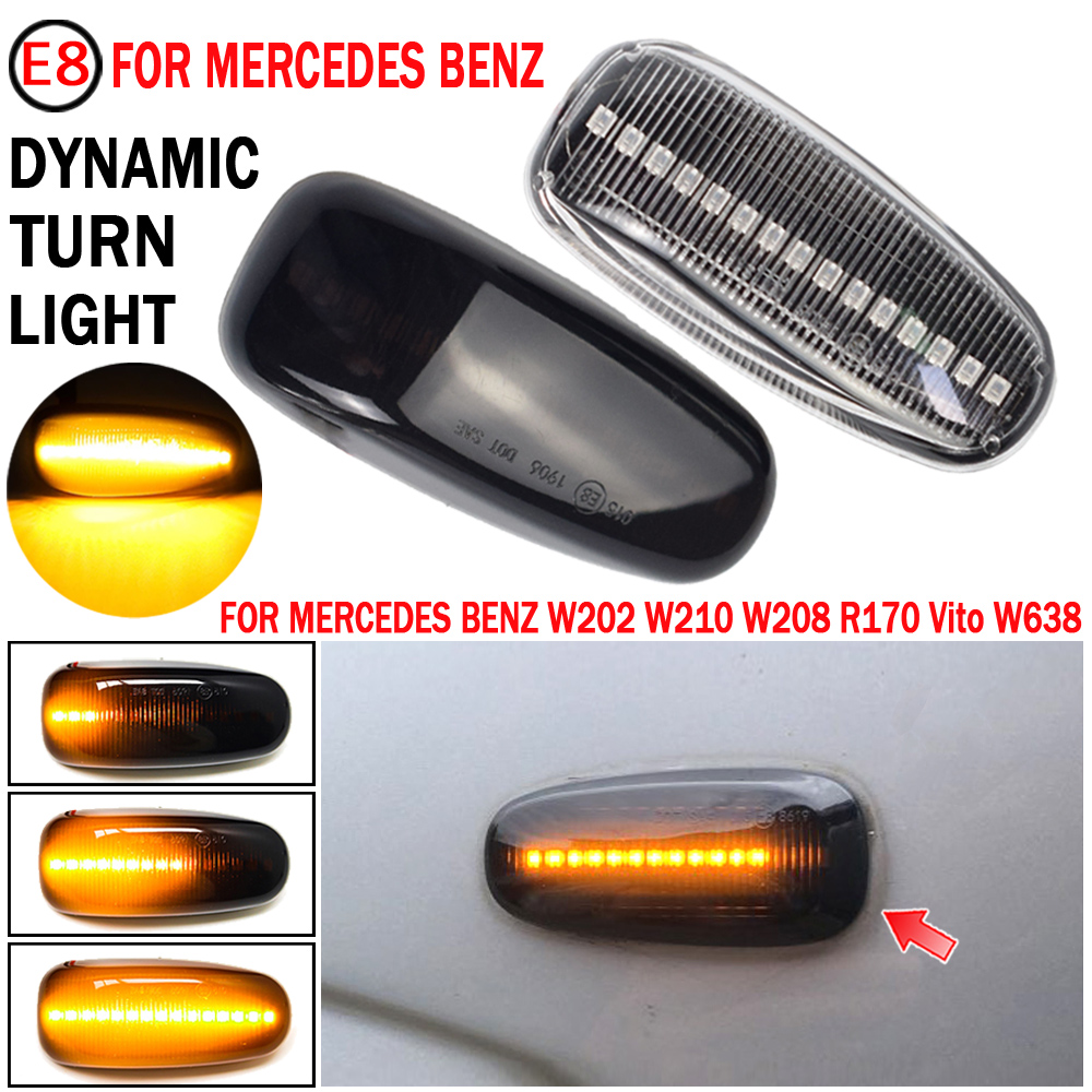 1 paar auto LED -zijde marker draai signaallichten voor Mercedes Benz W210 W202 CLK W208 SLK R170 W638 Dynamische knipperlamp