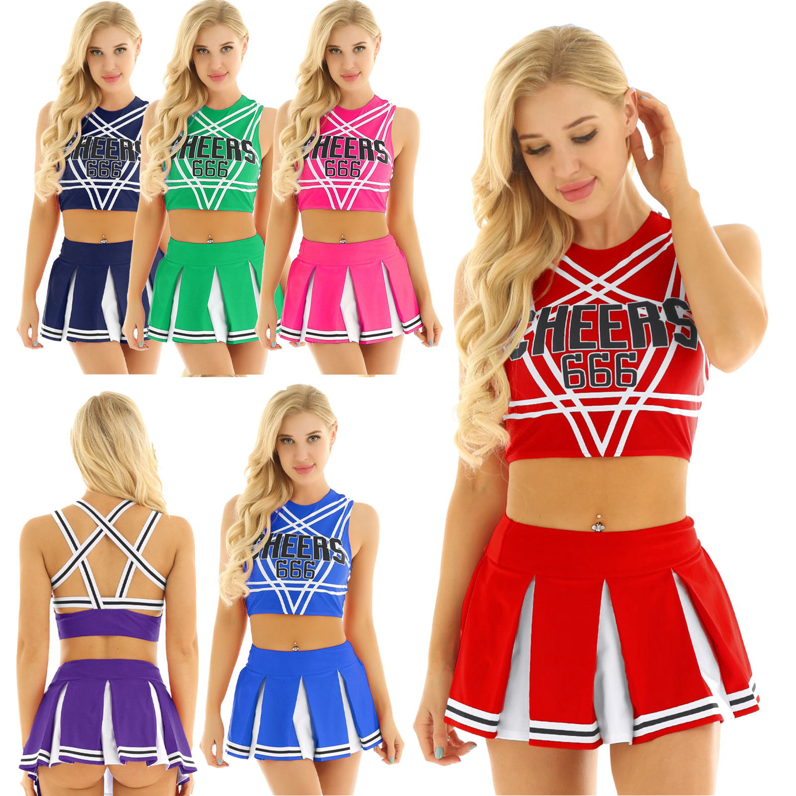 Frauen japanische Schulmädchen Cosplay Uniform Mädchen sexy Dessous Gleeing Cheerleader Kostüm Set Cheerlead Halloween Kostüm Femme