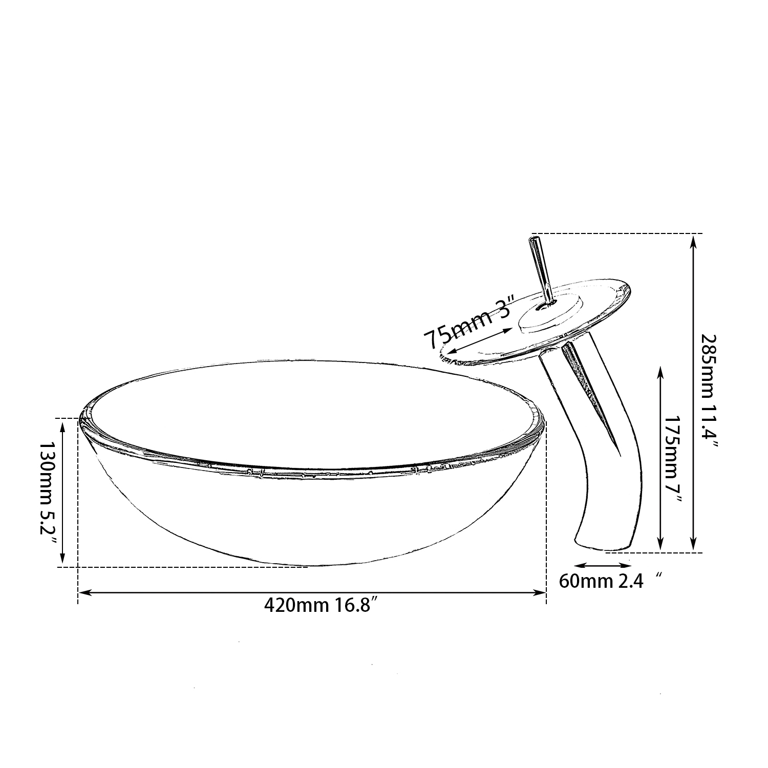 Kemaidi Blue Ocean Tempered Glass Basin Sinkバスルームウォーターフォールウォッシュベイズラバトリーコンバイン容器バニティタップミキサー蛇口セット