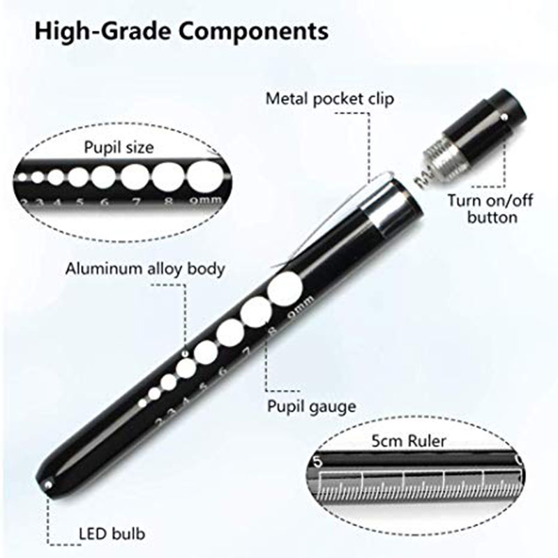 Mini LED Medical Pocket Premier Aid Penlight Torch Eye Nose Nose dentaire Pupille de lampe de poche avec échelle pour le diagnostic d'infirmière du médecin