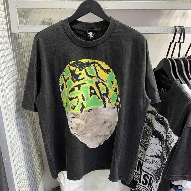 Hellstar Sweats à capuche Chemises de créateurs Hommes Sweat à capuche ample T-shirts High Street T-shirt Rappeur Wash Gris Heavy Craft Unisexe À Manches Courtes Femmes Pull T-shirts Tops Taille US S-2XL