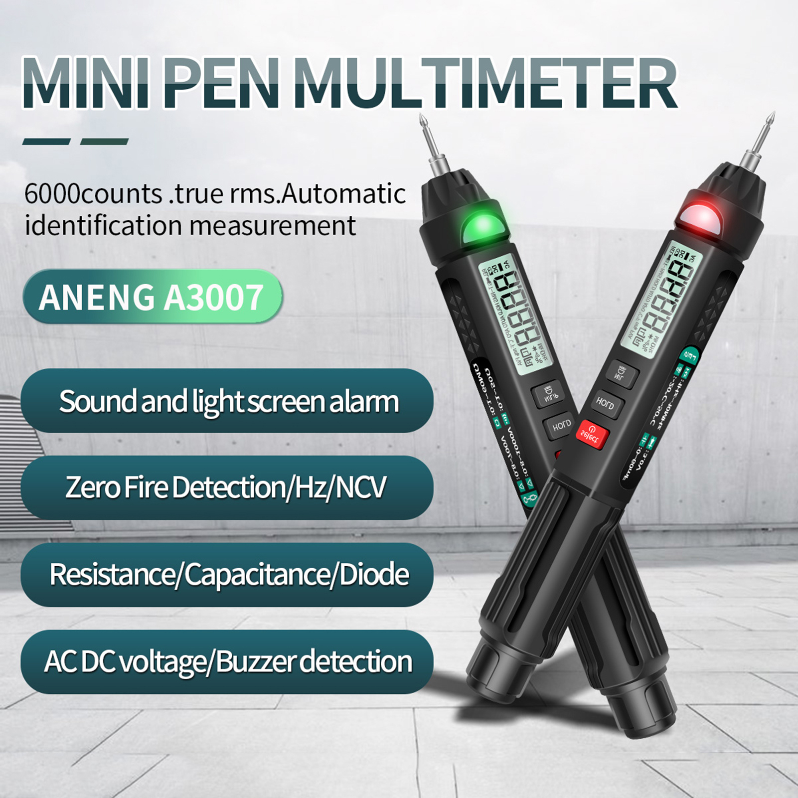 Aneng Mini Pen Multimetre 6000 LCD Backlight Fence NCV Voltajı Akım Test Cihazı ile Dijital Multimetre Sayım