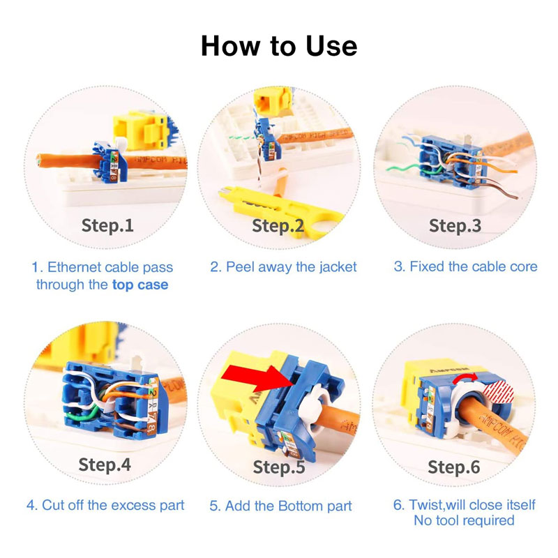 Zoerax Cat6a Cat6 Cat5e Keystone Jack, Cat 6 RJ45 Keystone Jack Module Connector Network Coupler Ethernet Wall Jack - 