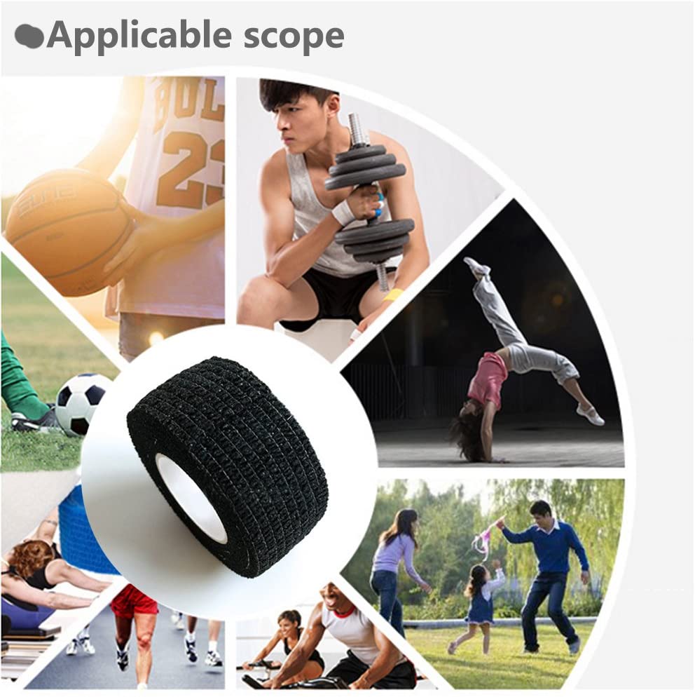 Yangna Black Tattoo Grip Tape Gandage Bandage Anti-Slip Athletic non tissé imperméable Disposable Auto-Adhesive Grip Elastic Covers