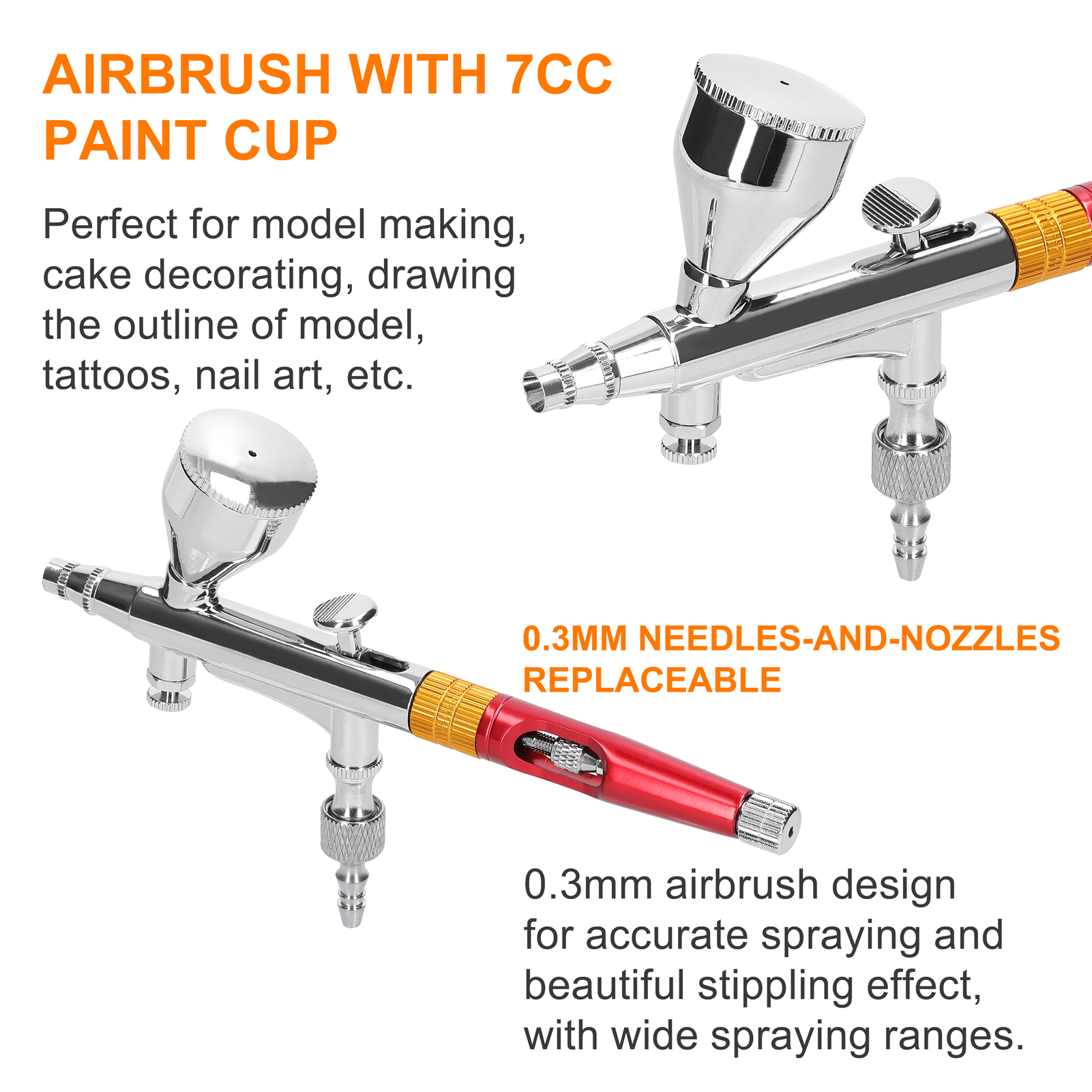 Electric Airbrush 0,3 mm munstycke Spray Gun 20-35psi Airbrush Pen Air Pump för Model Making DIY Art målning Air Compressor Kit