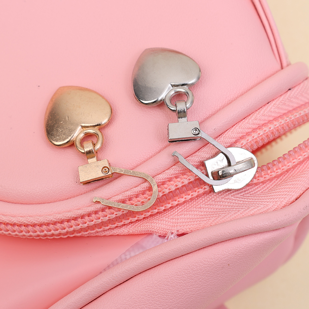 10/Zippers Pulcor da cabeça do coração Metal Metal Zipper Slider Kits para Broken Buckle Travel Bag Diy Sewing Craft